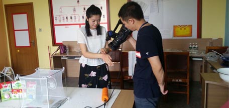 四川电视四台《新闻资讯频道》节目组来成都雷速在线注册-雷速（中国）集团做驱蚊草与驱蚊产品对比实验