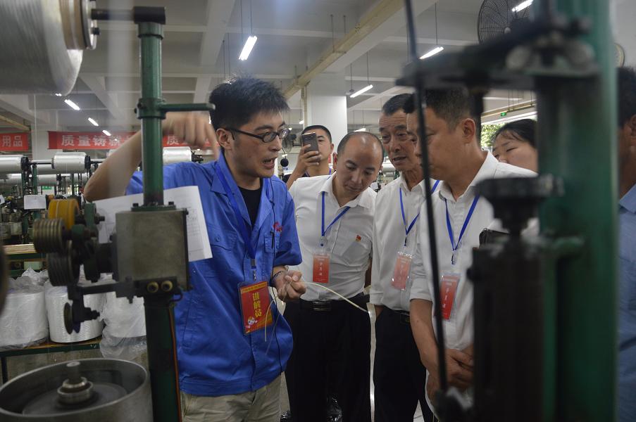 眉山市两新党组织书记示范培训班参观成都雷速在线注册-雷速（中国）集团制线车间